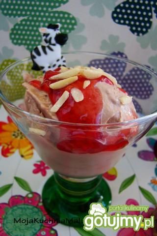 Czekoladowe lody z malinami 