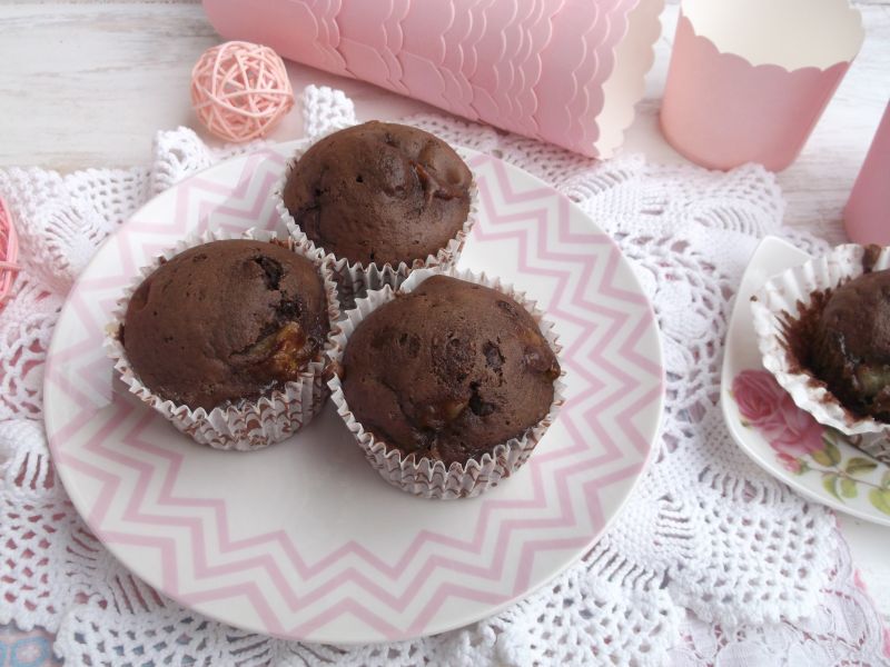 Czekoladowe muffinki z bananami Czekoladowe muffinki z bananami