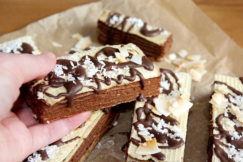 Czekoladowe wafle z masą z kaszy jaglanej