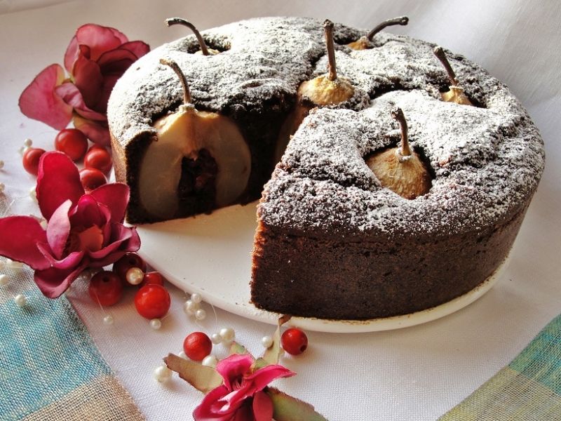 Czekoladowe z gruszkami i żurawiną