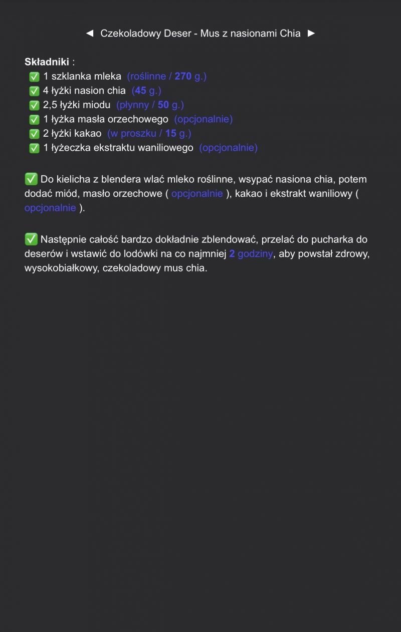 Czekoladowy deser - mus z nasionami chia