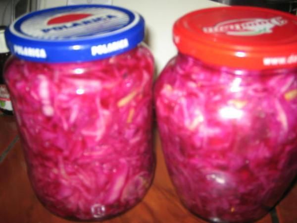 czerwona kapusta z porem i jabłkami