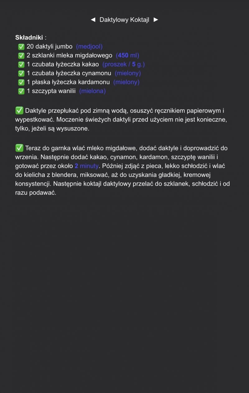 Daktylowy koktajl