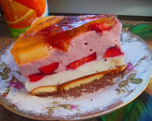 Deser  a la sernik na zimno z owocami 