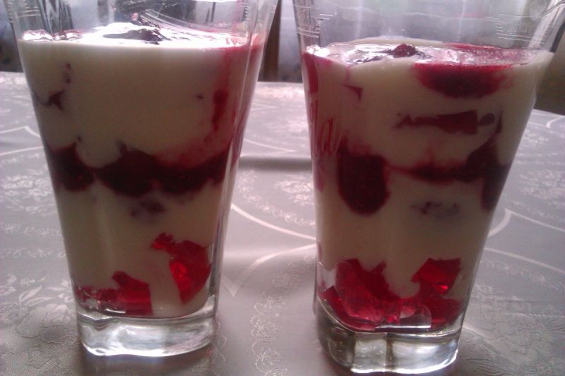 Deser budyniowo malinowy Deser budyniowo malinowy