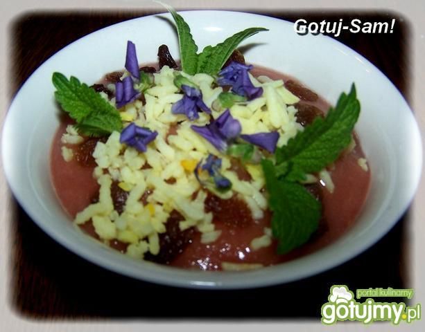 Deser ryżowy z fiołkiem i maliną Deser ryżowy z fiołkiem i maliną