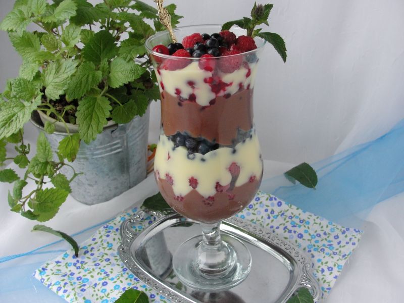 Deser waniliowo czekoladowy z owocami 