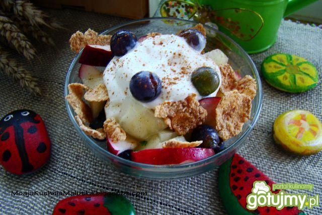 Dietetyczny deser jabłkowy z winogronami Dietetyczny deser jabłkowy z winogronami