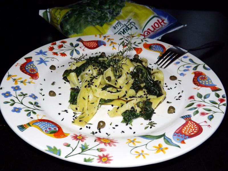 Domowe tagiatelle ze szpinakiem kremowym 