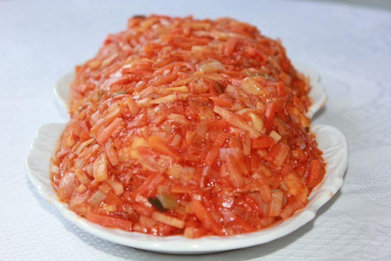 Dorsz pod pierzynką z włoszczyzny