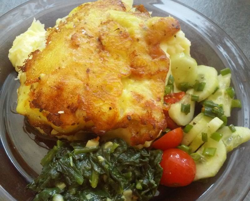 Dorsz w panierce jogurtowej z puree ziemniaczanym