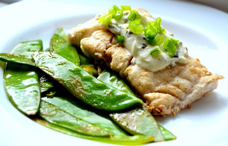 Dorsz z groszkiem cukrowym