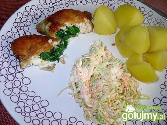 Drobiowe kieszonki z mozarella i szpinak Drobiowe kieszonki z mozarella i szpinak
