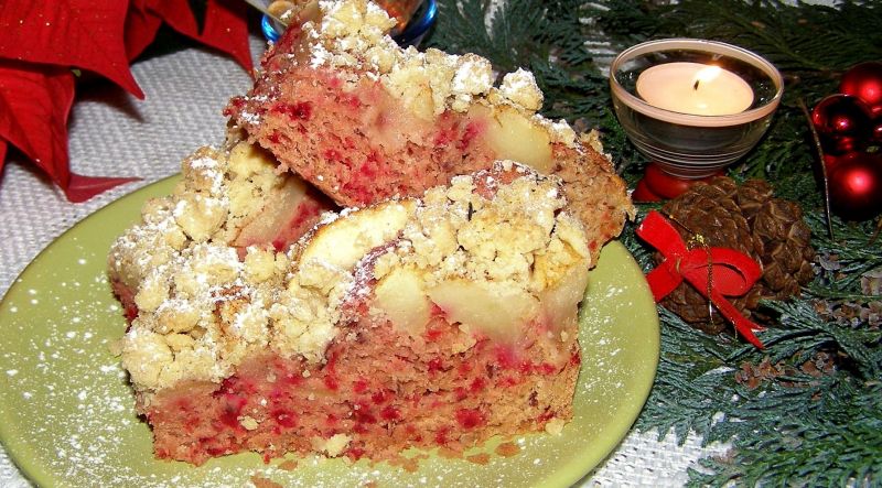 Drożdżowe ciasto z burakiem,fasolą,jabłkami