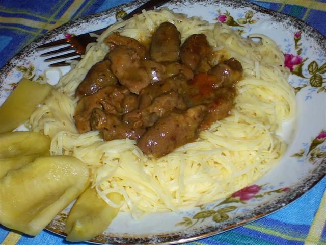 Duszone podroby drobiowe 