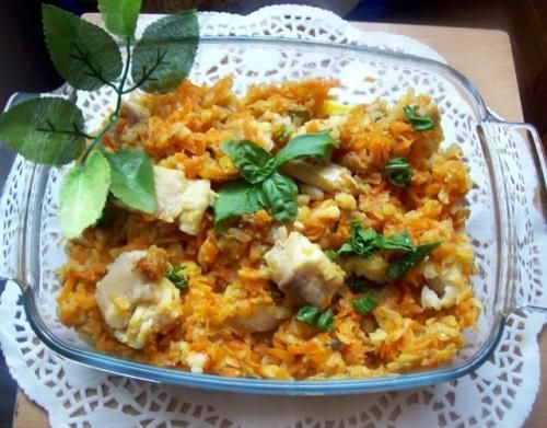 Duszone warzywa z rybą