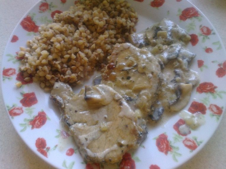 Duszony schab  w sosie pieczarkowym Duszony schab  w sosie pieczarkowym