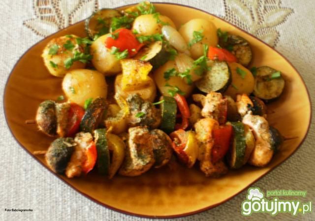 Duszony szaszłyk z łososia : Duszony szaszłyk z łososia :