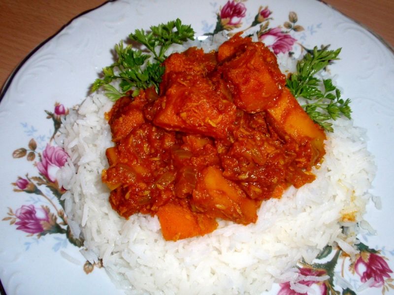 Dynia na ostro  z ryżem