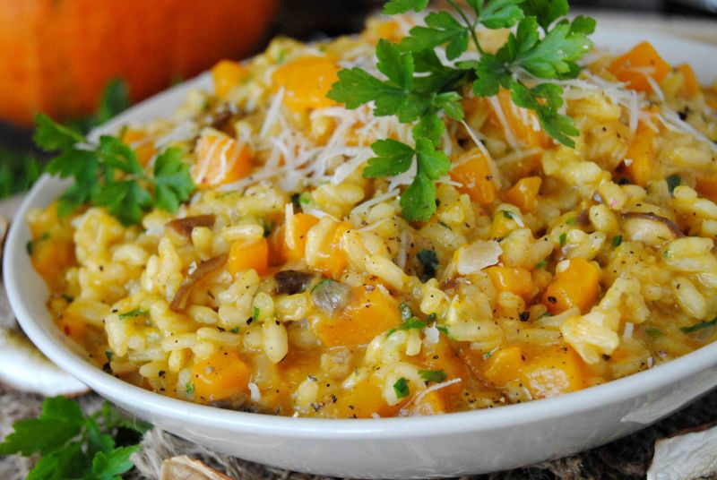 Dyniowe risotto z suszonymi grzybami  Dyniowe risotto z suszonymi grzybami