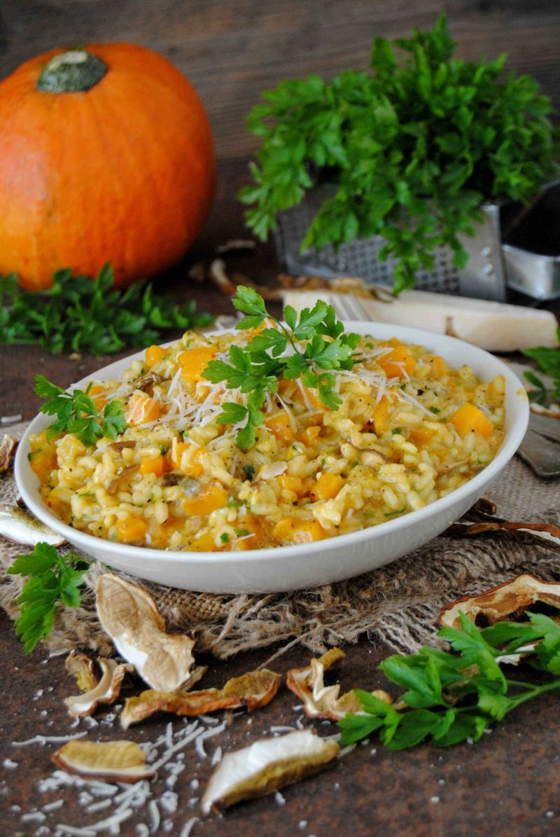 Dyniowe risotto z suszonymi grzybami  Dyniowe risotto z suszonymi grzybami