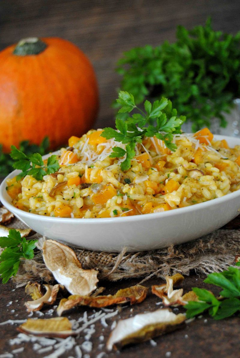 Dyniowe risotto z suszonymi grzybami  Dyniowe risotto z suszonymi grzybami