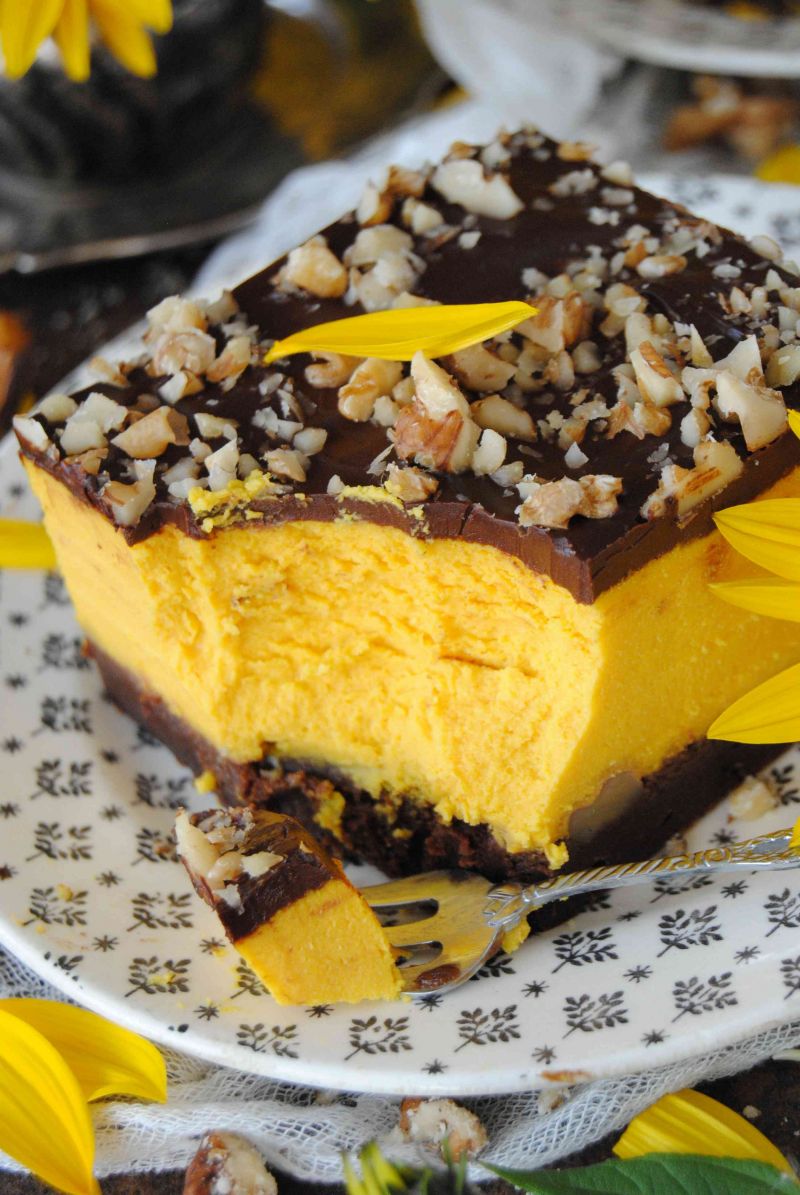 Dyniowy sernik na spodzie brownies Dyniowy sernik na spodzie brownies