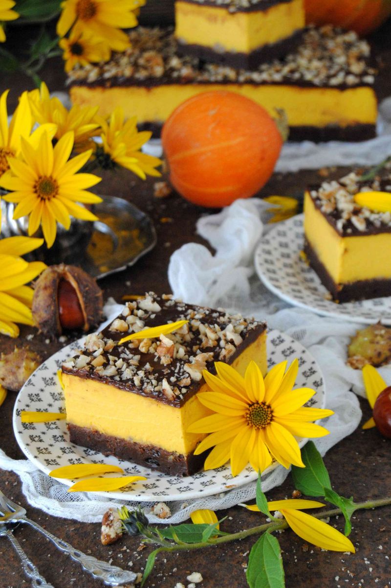 Dyniowy sernik na spodzie brownies Dyniowy sernik na spodzie brownies