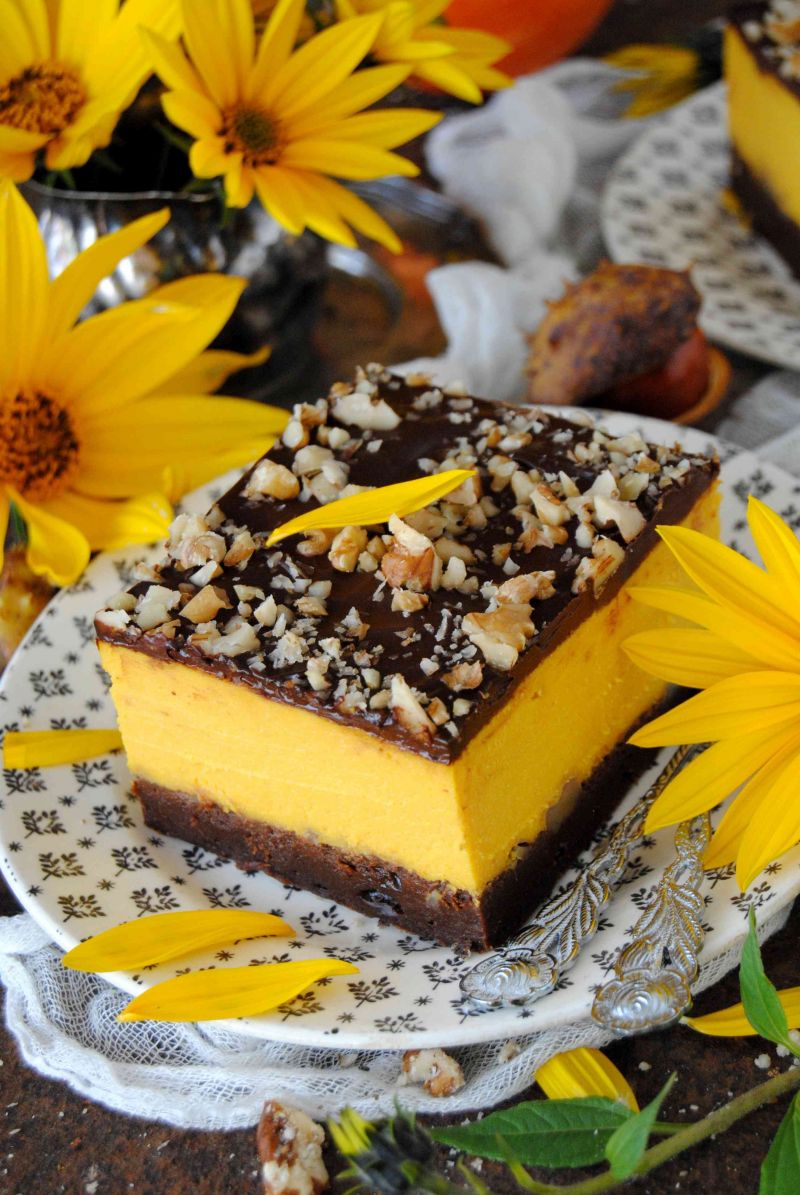 Dyniowy sernik na spodzie brownies Dyniowy sernik na spodzie brownies