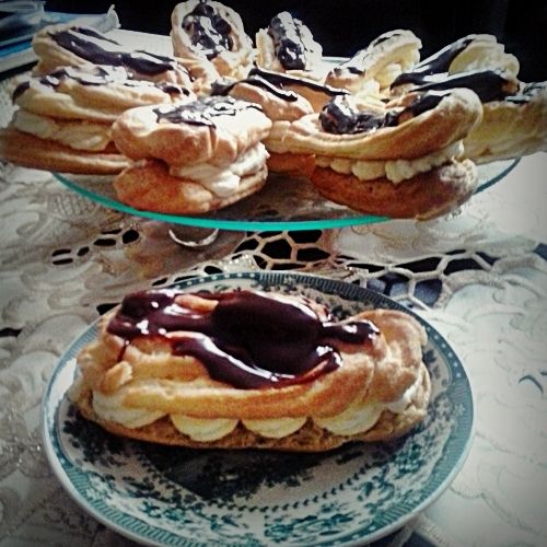 Eklerki z kremem budyniowym i polewą