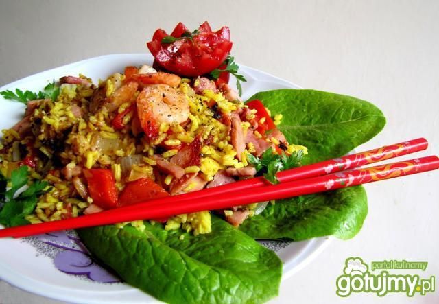 Expresowe risotto z szynką i krewetkami