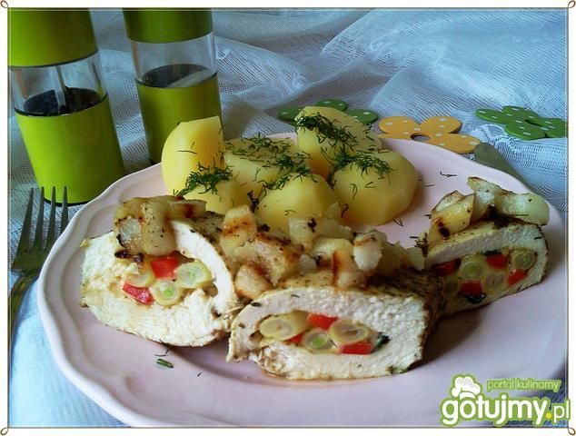 Faszerowana pierś pod kostką z gruszki 