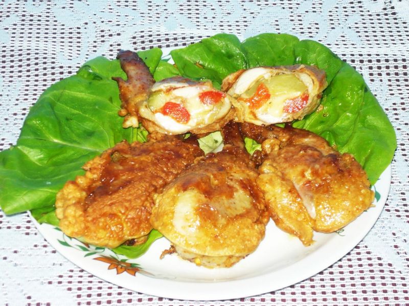 Faszerowane skrzydełka w cieście naleśnikowym  Faszerowane skrzydełka w cieście naleśnikowym