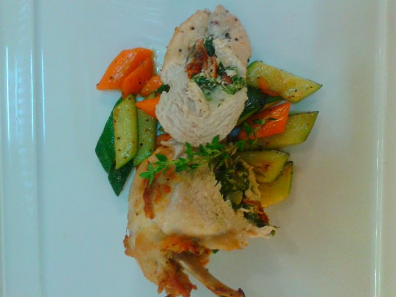 Filet faszerowany szpinakiem,suszonymi pomidorami