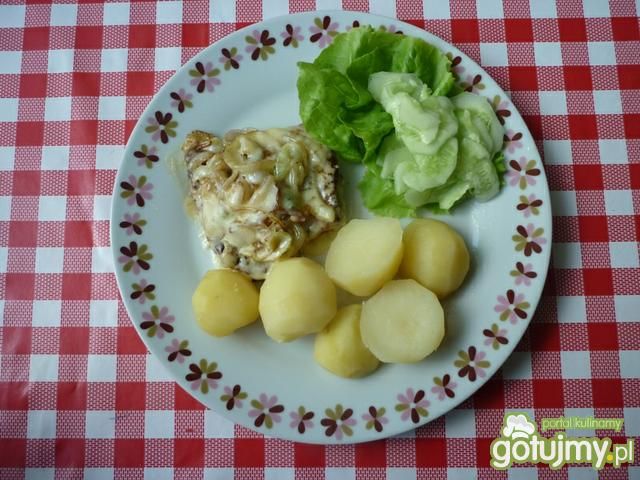 Filet z indyka z cebulą i serem 
