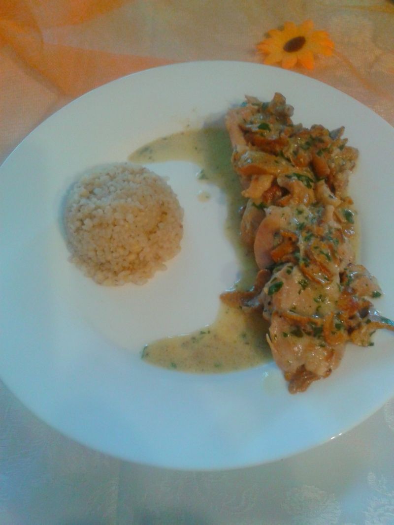 Filet z udźca kurczaka w sosie kurkowym