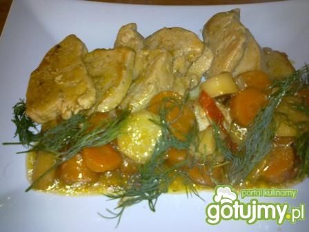 Filet z warzywami na ostro. Filet z warzywami na ostro.