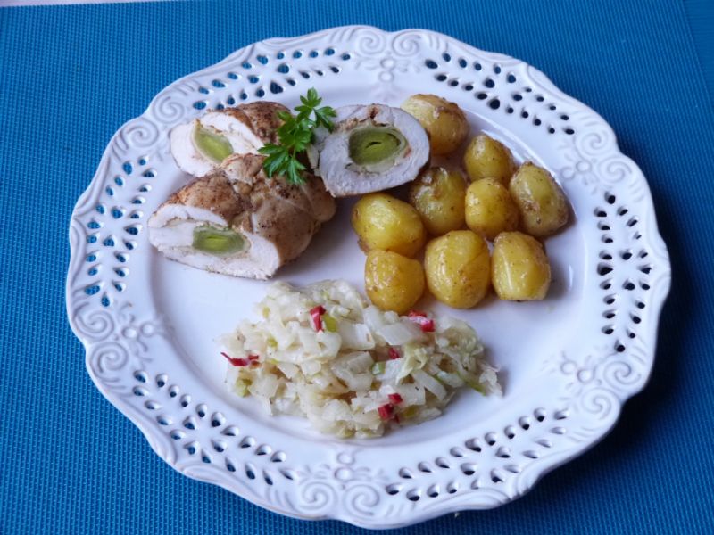 Filety z kurczaka z porą i serem