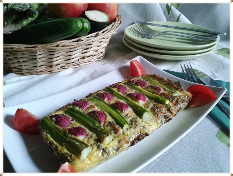 Fritata ze szczawiem i szparagami