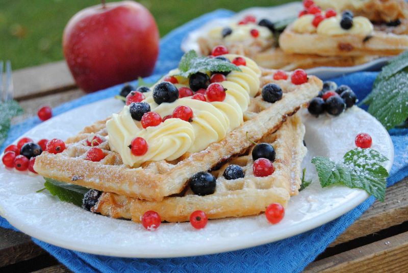 „Gofry szarlotki” z kremem mascarpone