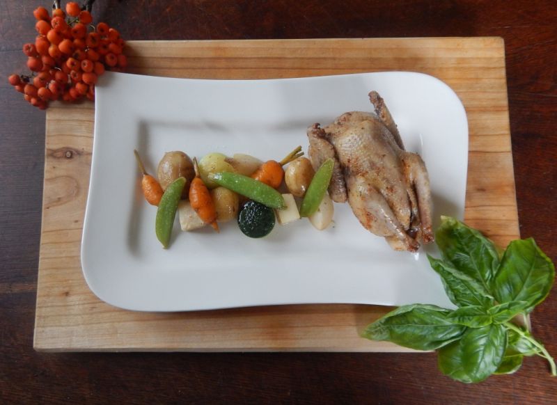 Gołąb z konfitowanymi warzywami Gołąb z konfitowanymi warzywami