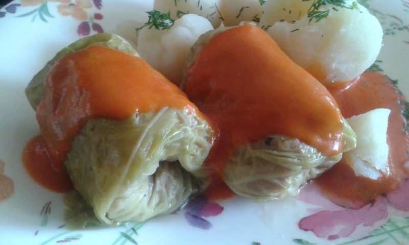 Gołąbki z ryżem i pieczarkami