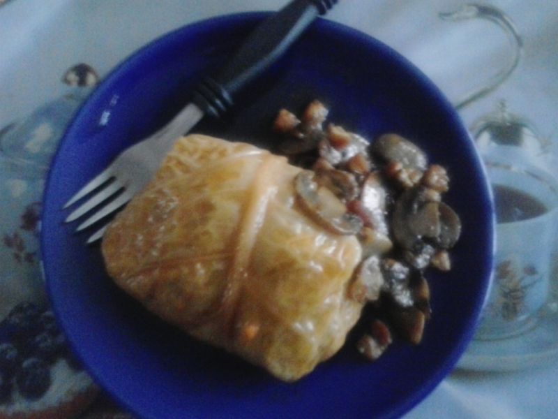 Gołąbki z siemieniem lnianym kaszą ryżem i mięsem Gołąbki z siemieniem lnianym kaszą ryżem i mięsem