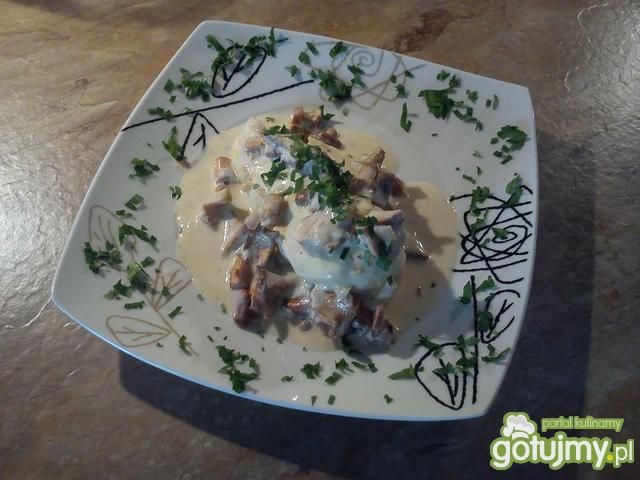 Gotowana pierś kurczaka w sosie kurkowym