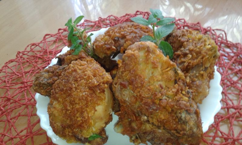 Gotowany kurczak w panierce kokosowo......