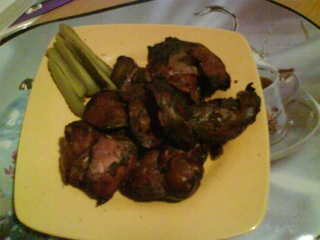 Grillowana drobiowa wątróbkę. Grillowana drobiowa wątróbkę.