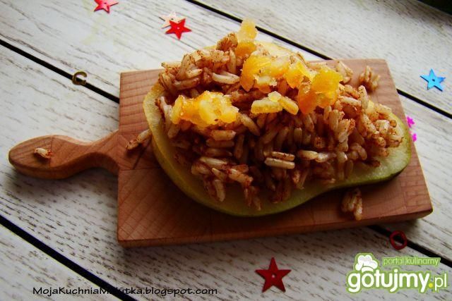 Grillowana gruszka z ryżem i cynamonem 