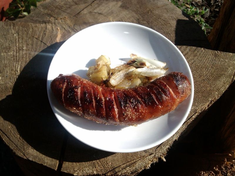 Grillowana kiełbasa z cebulą 