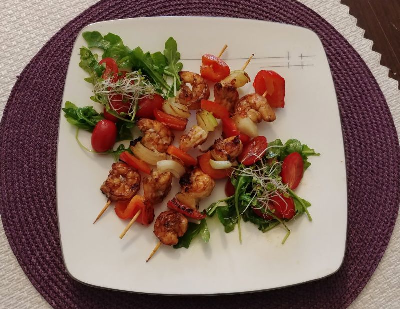 Grillowane szaszłyki z krewetkami 