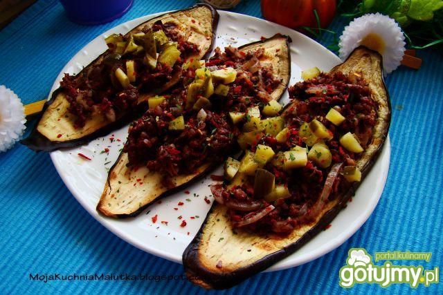 Grillowany bakłażan z smażoną kaszanką